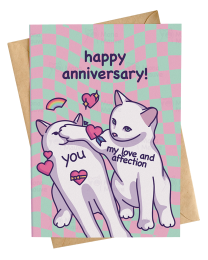 Cute Anniversary Card | Cat Meme | Happy Wedding or Dating Anniversary!