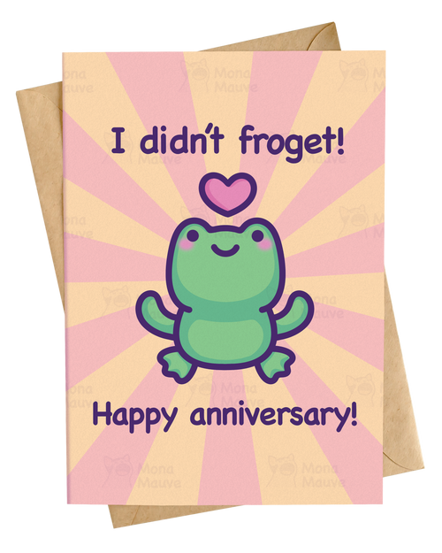 Cute Frog Anniversary Card | I Didn't Froget! | Pun Love Card
