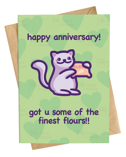 Finest Flowers Pun | Funny Cat Anniversary Card