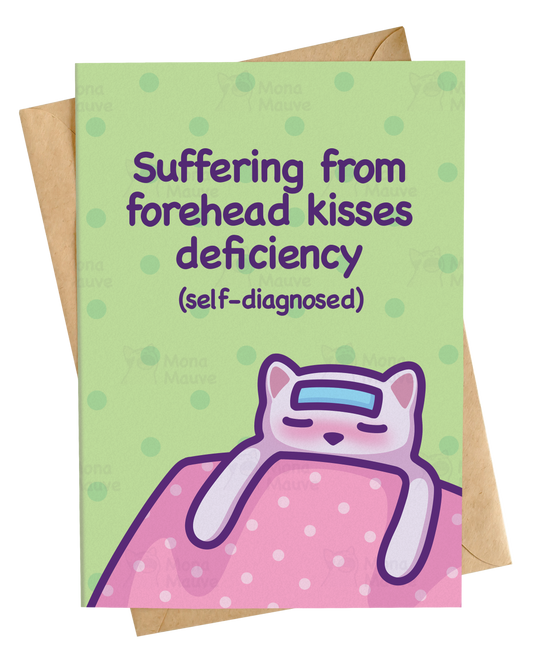 Forehead Kisses Deficiency | Cute Cat Anniversary Card
