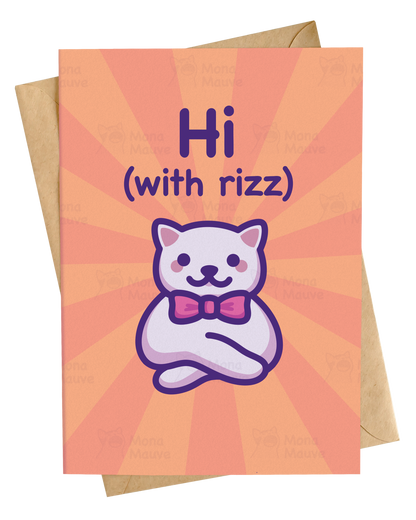 Hi (With Rizz) | Funny Cat Anniversary Card