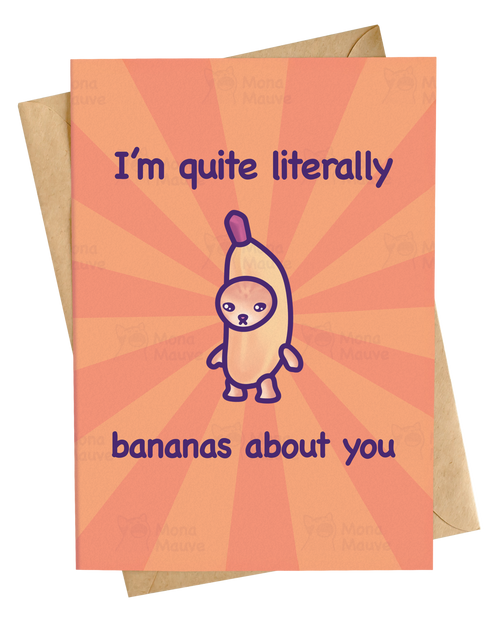 Bananas About You | Funny Cat Anniversary Card