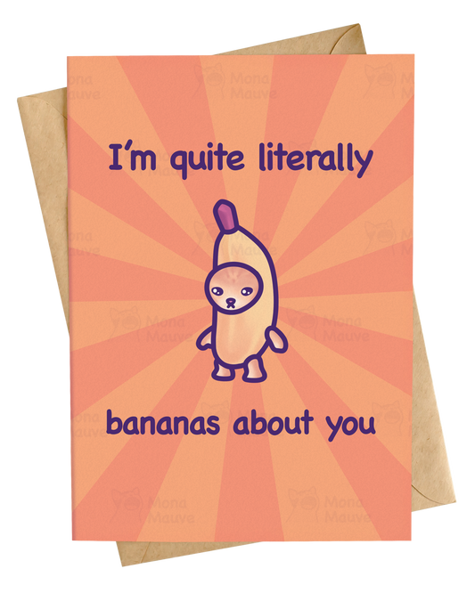 Bananas About You | Funny Cat Anniversary Card