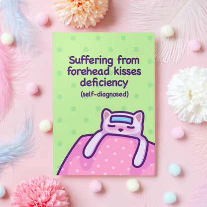Forehead Kisses Deficiency | Cute Cat Anniversary Card
